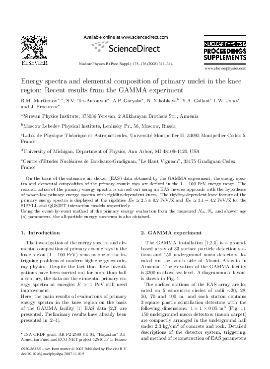 (PDF) Energy spectra and elemental composition of primary nuclei in the ...
