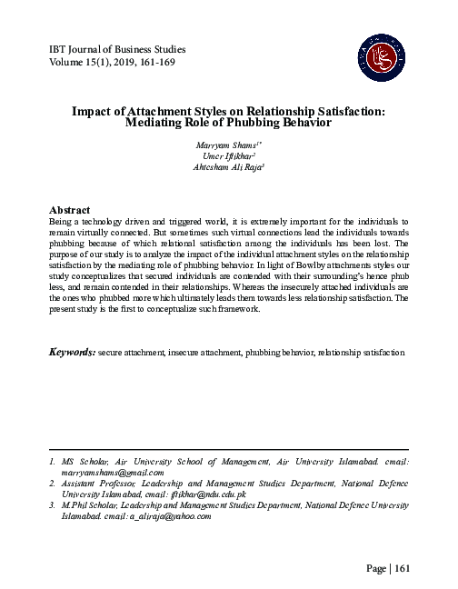 Picture Idea: Pdf Impact Of Attachment Styles On Relationship Satisfaction