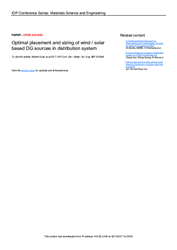 (PDF) Optimal placement and sizing of wind / solar based DG sources in ...