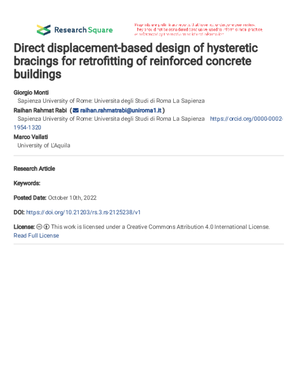 (PDF) Direct displacement-based design of hysteretic bracings for ...