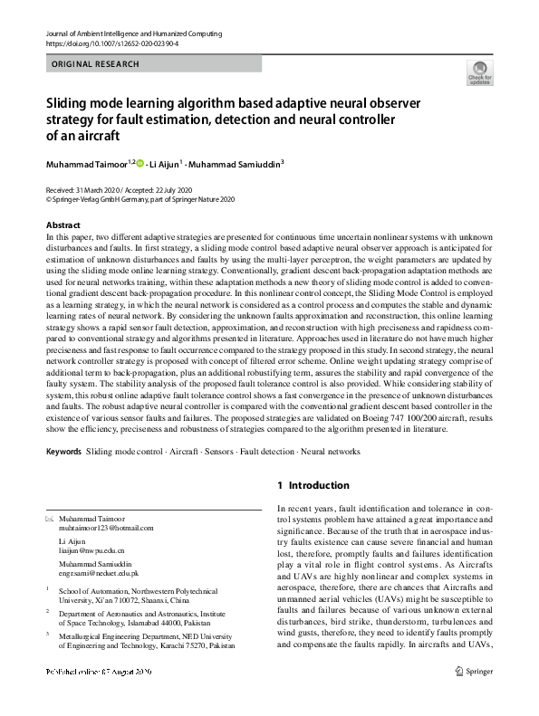 (PDF) Sliding mode learning algorithm based adaptive neural observer ...