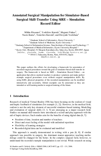 (PDF) Annotated Surgical Manipulation for Simulator-Based Surgical ...