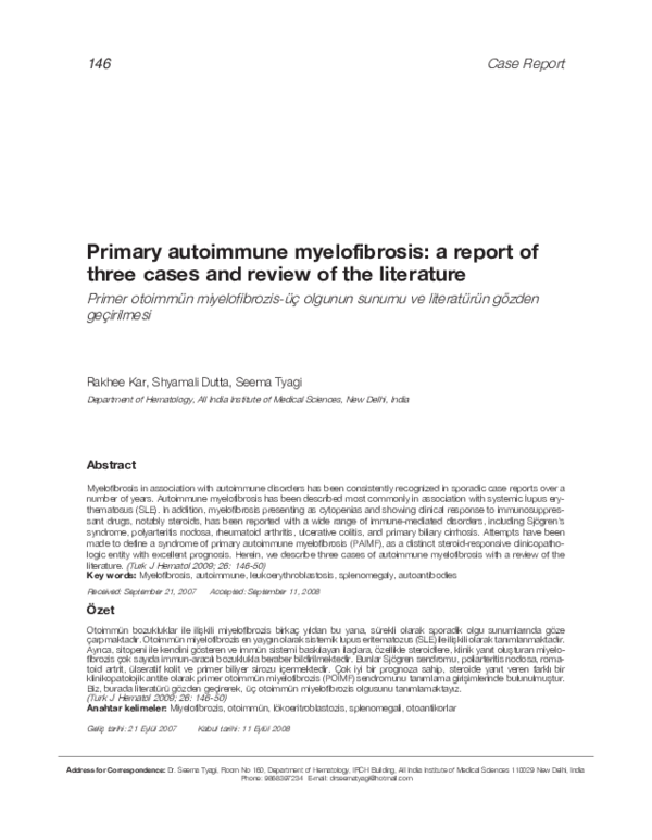 (PDF) Primary autoimmune myelofibrosis: a report of three cases and ...