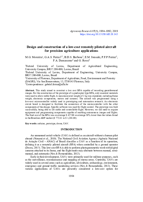 (PDF) Design and construction of a low-cost remotely piloted aircraft ...
