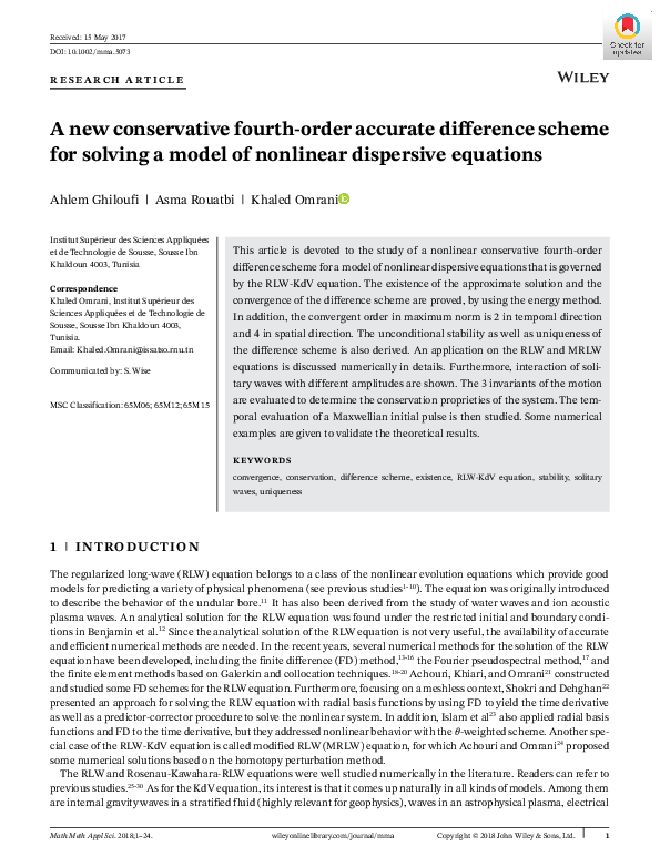 (PDF) A new conservative fourth-order accurate difference scheme for ...