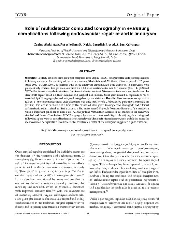 (PDF) Role of multidetector computed tomography in evaluating ...