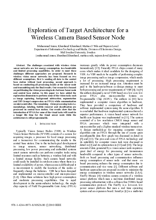 (PDF) Exploration of target architecture for a wireless camera based ...