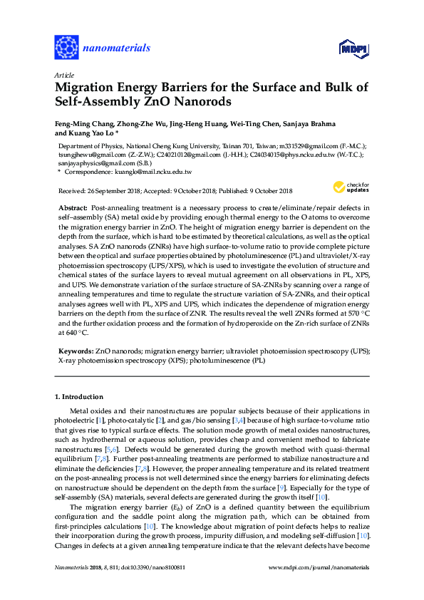 (PDF) Migration Energy Barriers for the Surface and Bulk of Self ...