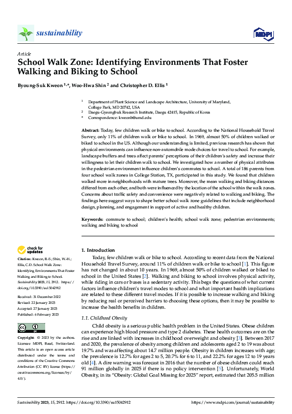 (PDF) School Walk Zone: Identifying Environments That Foster Walking ...