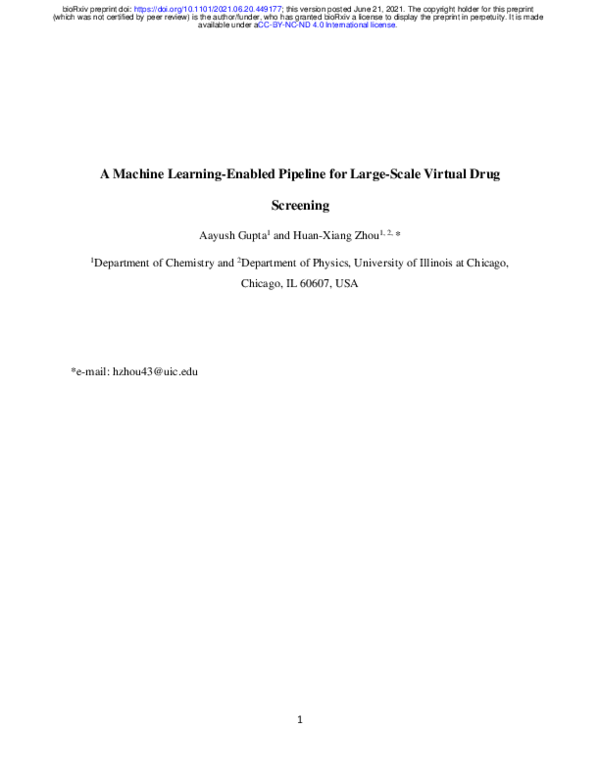 (PDF) Machine Learning-Enabled Pipeline for Large-Scale Virtual Drug ...