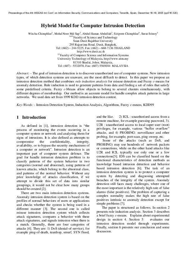 (PDF) Hybrid Model for Computer Intrusion Detection