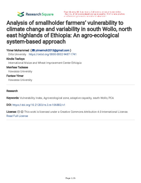 (PDF) Analysis of smallholder farmers’ vulnerability to climate change ...