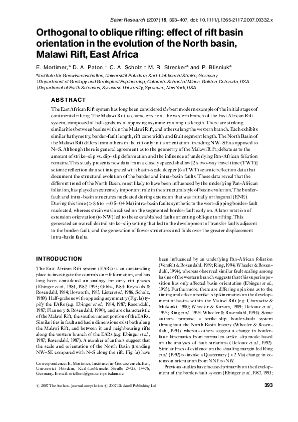 (PDF) Orthogonal to oblique rifting: effect of rift basin orientation ...