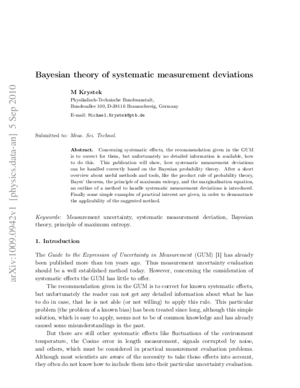 (PDF) Bayesian theory of systematic measurement deviations