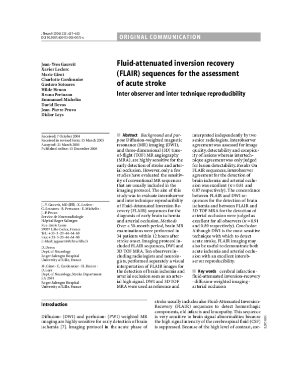 (PDF) Fluid–attenuated inversion recovery (FLAIR) sequences for the ...