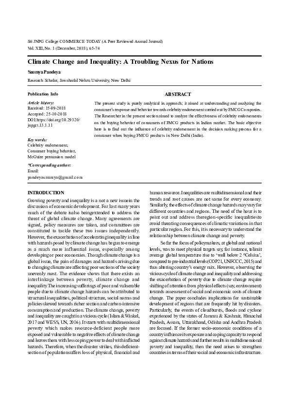 (PDF) Climate Change and Inequality: A Troubling Nexus for Nations