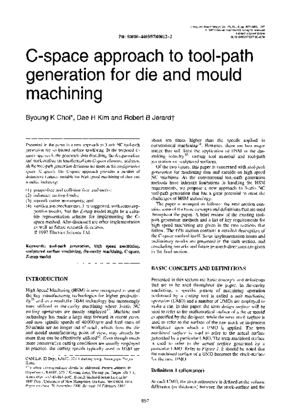 (PDF) C-space approach to tool-path generation for die and mould machining