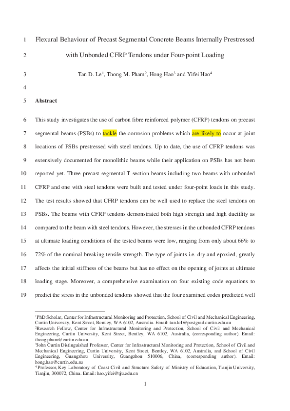 (PDF) Flexural behaviour of precast segmental concrete beams internally ...