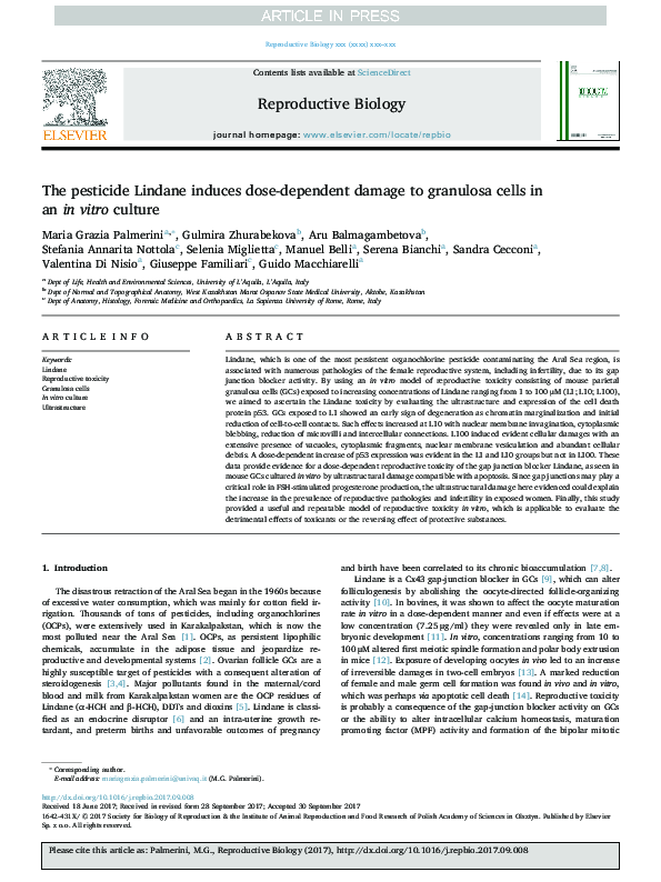 (PDF) The pesticide Lindane induces dose-dependent damage to granulosa ...
