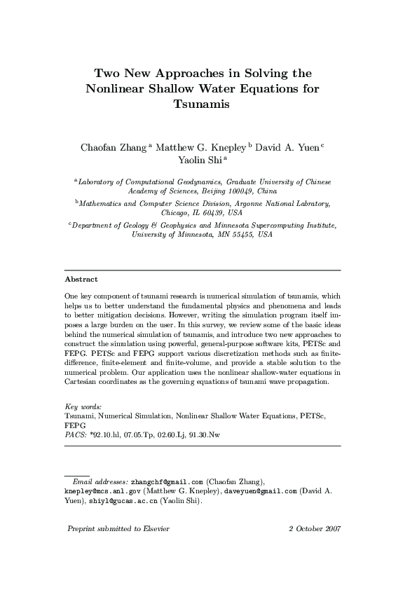 (PDF) Two New Approaches in Solving the Nonlinear Shallow Water ...