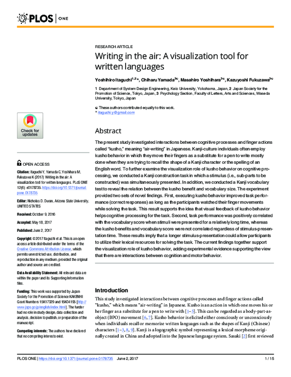 (PDF) Writing in the air: A visualization tool for written languages