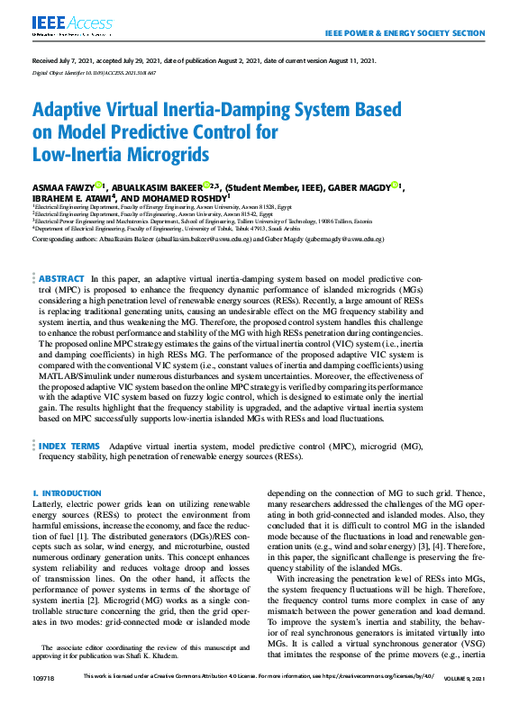 (PDF) Adaptive Virtual Inertia-Damping System Based on Model Predictive ...