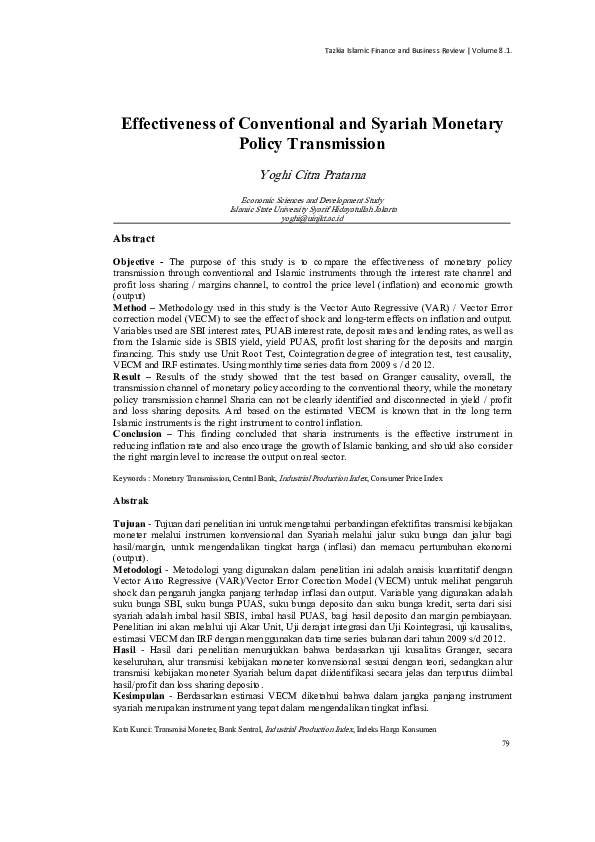 (PDF) Effectiveness of Conventional and Syariah Monetary Policy ...