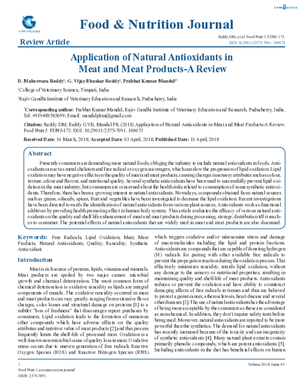(PDF) Application of Natural Antioxidants in Meat and Meat ProductsA