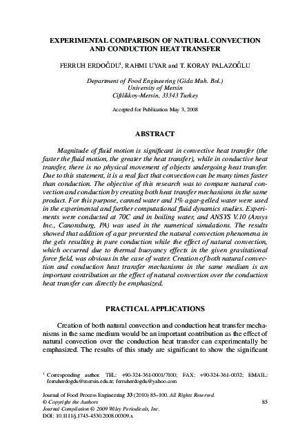 (PDF) Experimental Comparison of Natural Convection and Conduction Heat ...