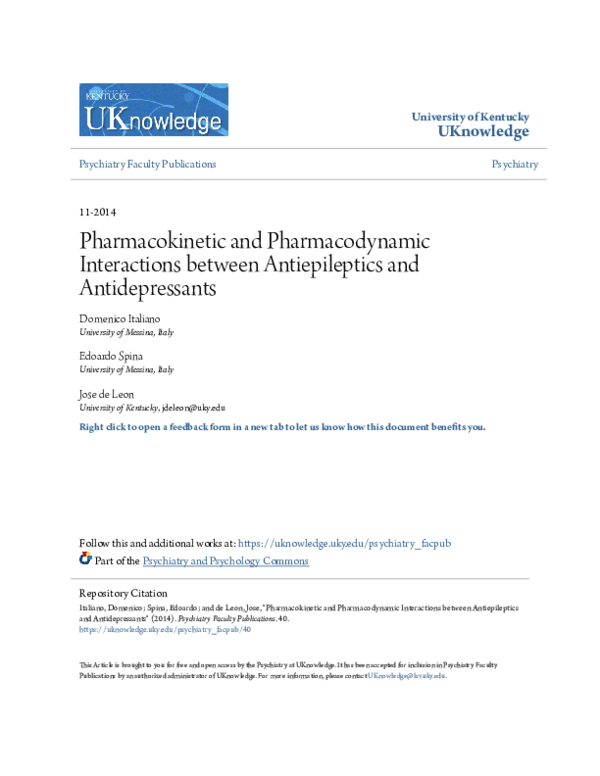 (PDF) Pharmacokinetic and pharmacodynamic interactions between ...