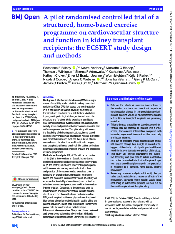 (PDF) A pilot randomised controlled trial of a structured, home-based ...