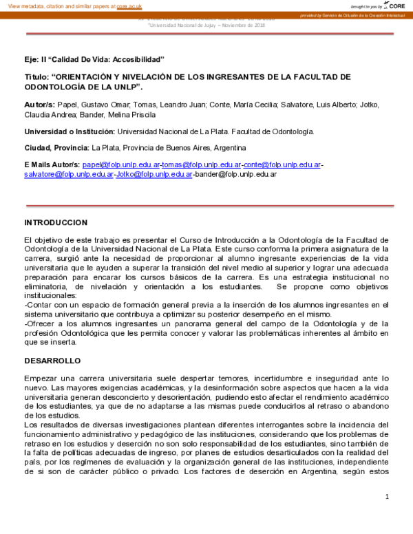 (PDF) Orientación y nivelación de los ingresantes de la Facultad de ...