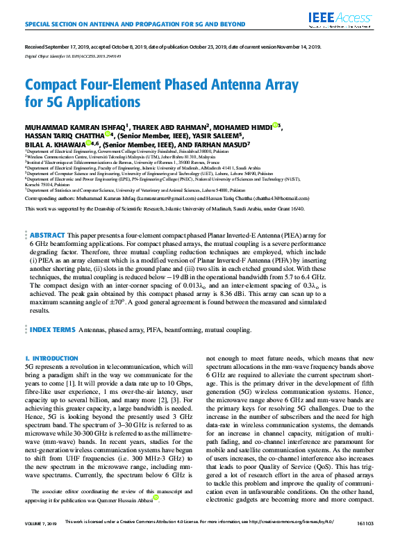 (PDF) Compact Four-Element Phased Antenna Array for 5G Applications