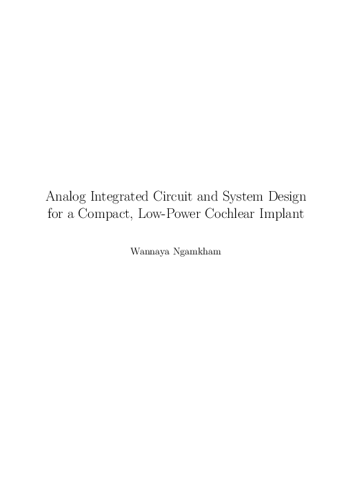 (PDF) Analog Integrated Circuit and System Design for a Compact, Low ...