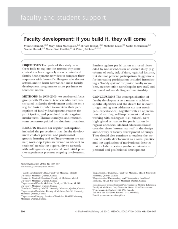 (PDF) Faculty development: if you build it, they will come