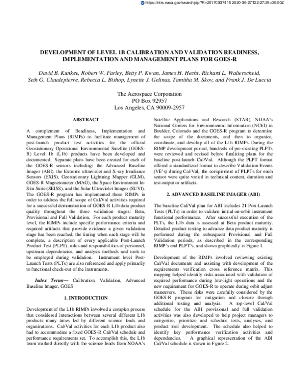 (PDF) Development of level 1b calibration and validation readiness ...