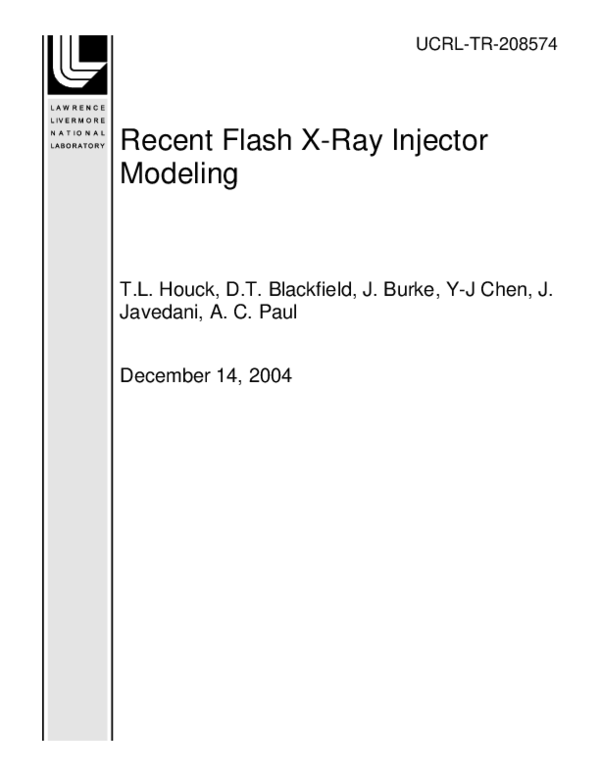 (PDF) Recent Flash X-Ray Injector Modeling