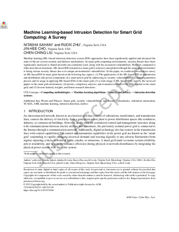 (PDF) Machine Learning-based Intrusion Detection for Smart Grid ...