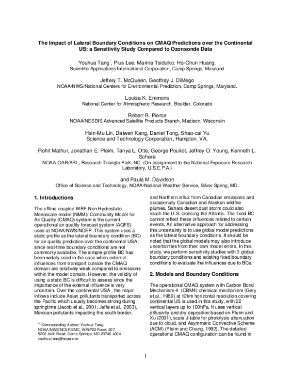 (PDF) The Impact of Lateral Boundary Conditions on CMAQ Predictions ...