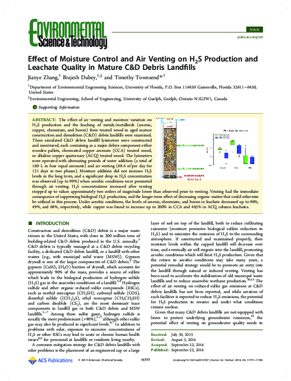 (PDF) Effect of moisture control and air venting on H2S production and ...