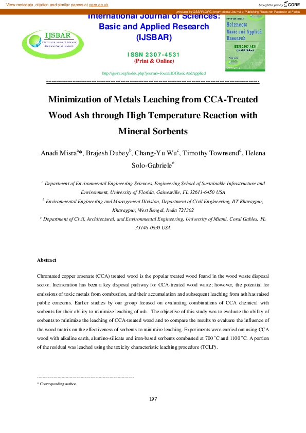 (PDF) Minimization of Metals Leaching from CCATreated Wood Ash through