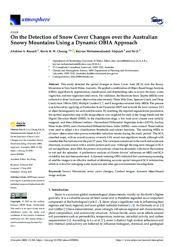 (PDF) On the Detection of Snow Cover Changes over the Australian Snowy ...