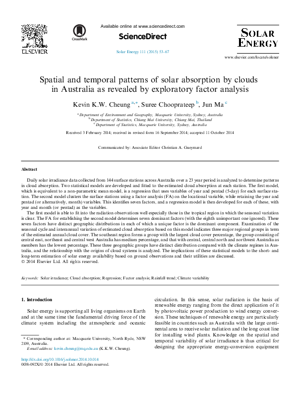 (PDF) Spatial and temporal patterns of solar absorption by clouds in ...