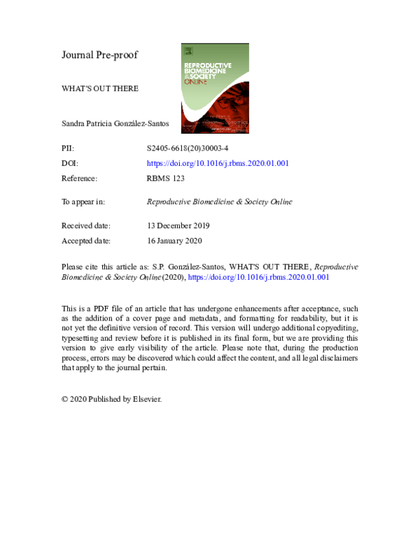 PDF) Journal Pre-proof WHAT&rsquo;S OUT THERE