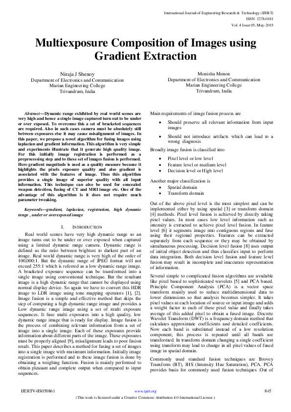 (PDF) Multiexposure Composition of Images using Gradient Extraction