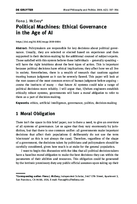 (PDF) Political Machines: Ethical Governance in the Age of AI