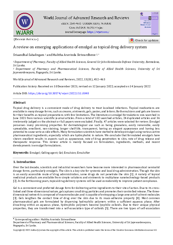 (PDF) A review on emerging applications of emulgel as topical drug ...