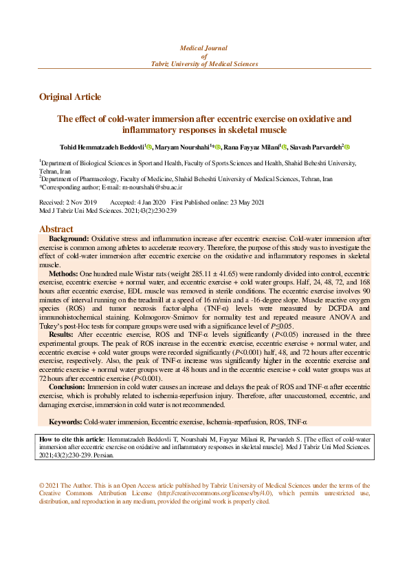 (PDF) The effect of cold-water immersion after eccentric exercise on ...