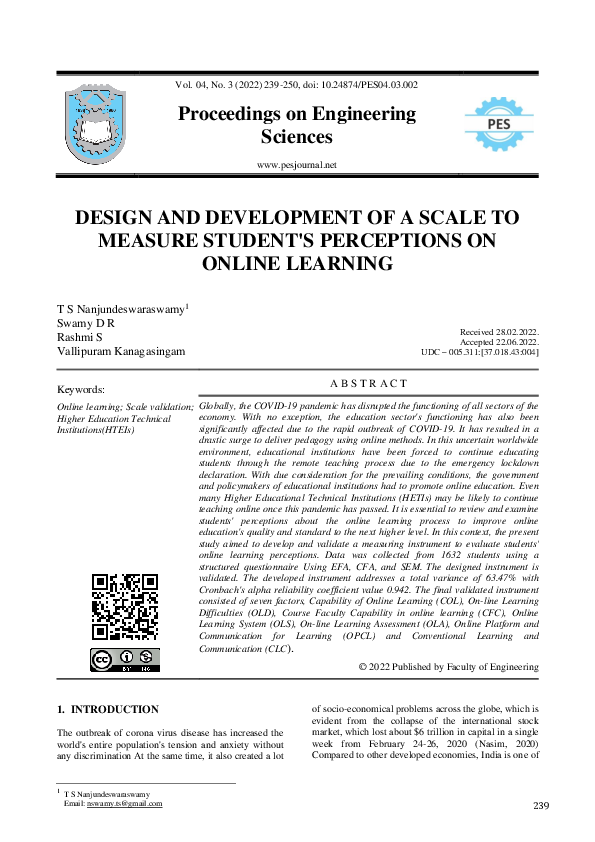 (PDF) Design and Development of a Scale to Measure Student's ...