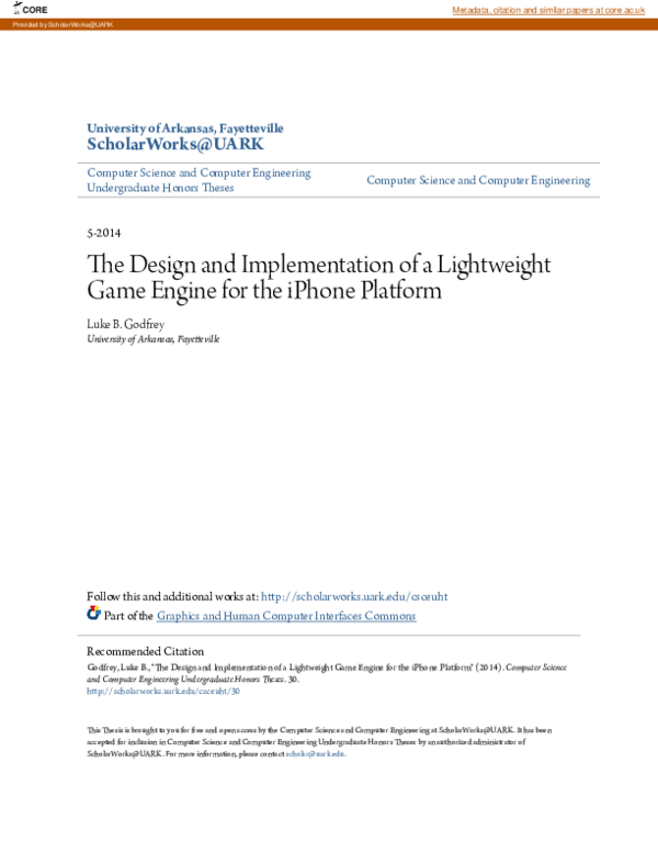 (PDF) The Design and Implementation of a Lightweight Game Engine for ...